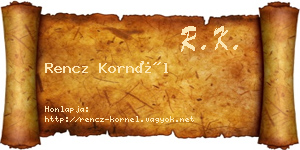 Rencz Kornél névjegykártya